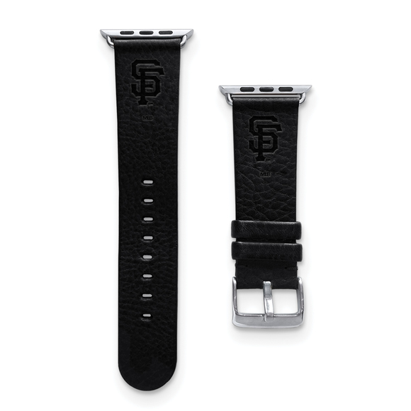 Gametime SF Giants Leather Band fits Apple Watch (42/44mm M/L Black)